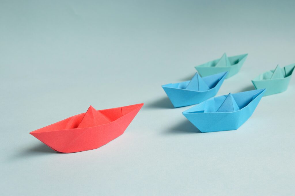 origami paper boats.